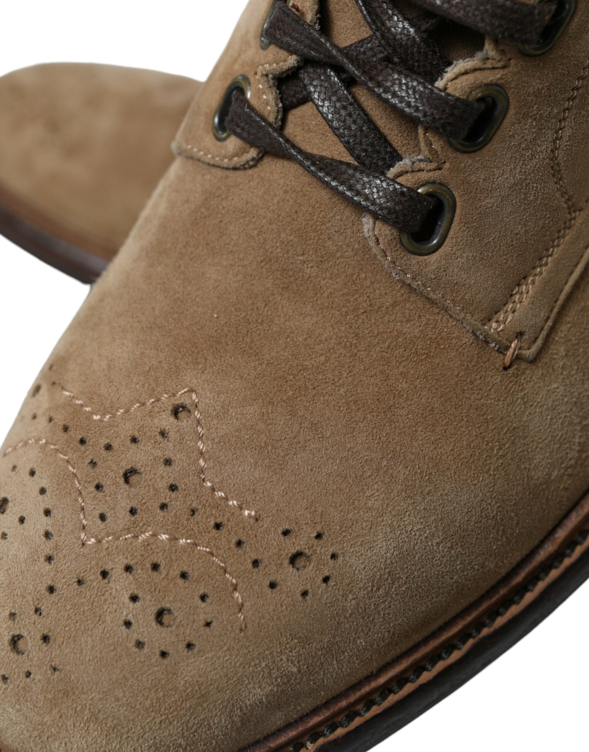 Dolce &amp; Gabbana Brown Leather Lace Up Ankle Boots Shoes