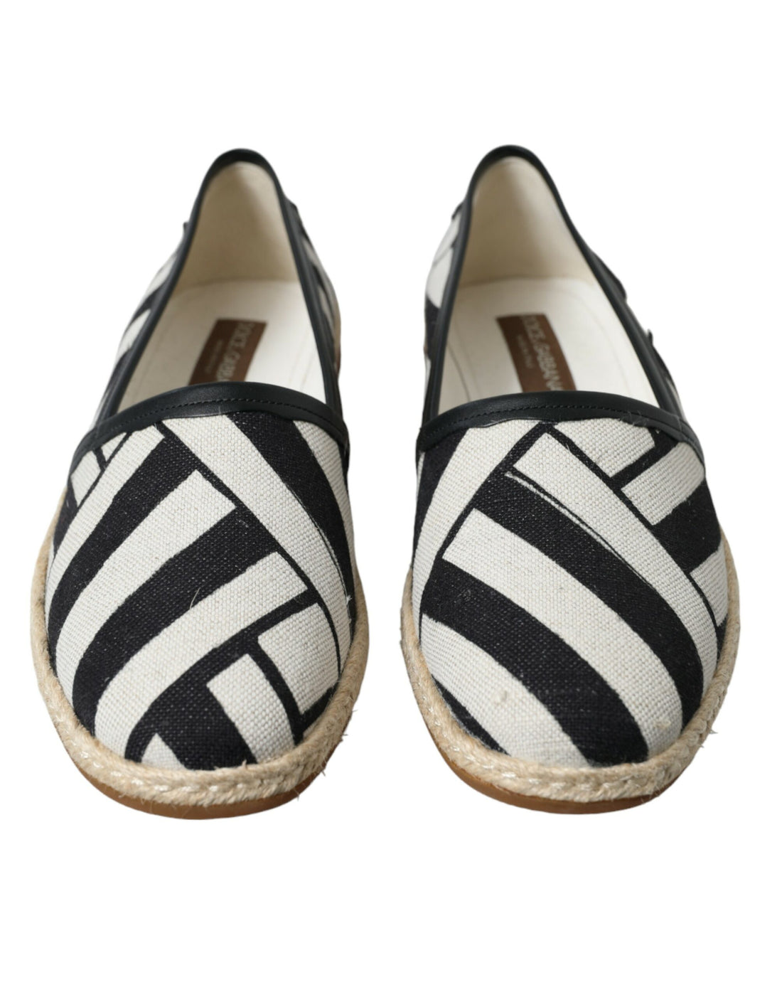 Dolce &amp; Gabbana Beige Black Striped Canvas Espadrilles MONDELLO Shoes