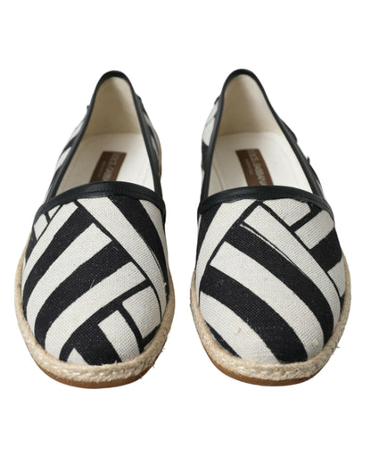 Dolce &amp;amp; Gabbana Beige Svartrandiga Canvas Espadrilles MONDELLO Skor