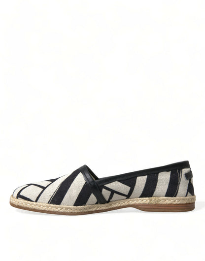 Dolce &amp;amp; Gabbana Beige Svartrandiga Canvas Espadrilles MONDELLO Skor
