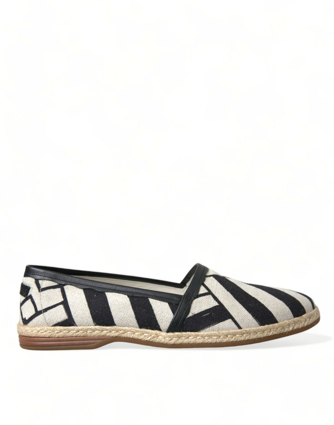 Dolce &amp; Gabbana Beige Black Striped Canvas Espadrilles MONDELLO Shoes