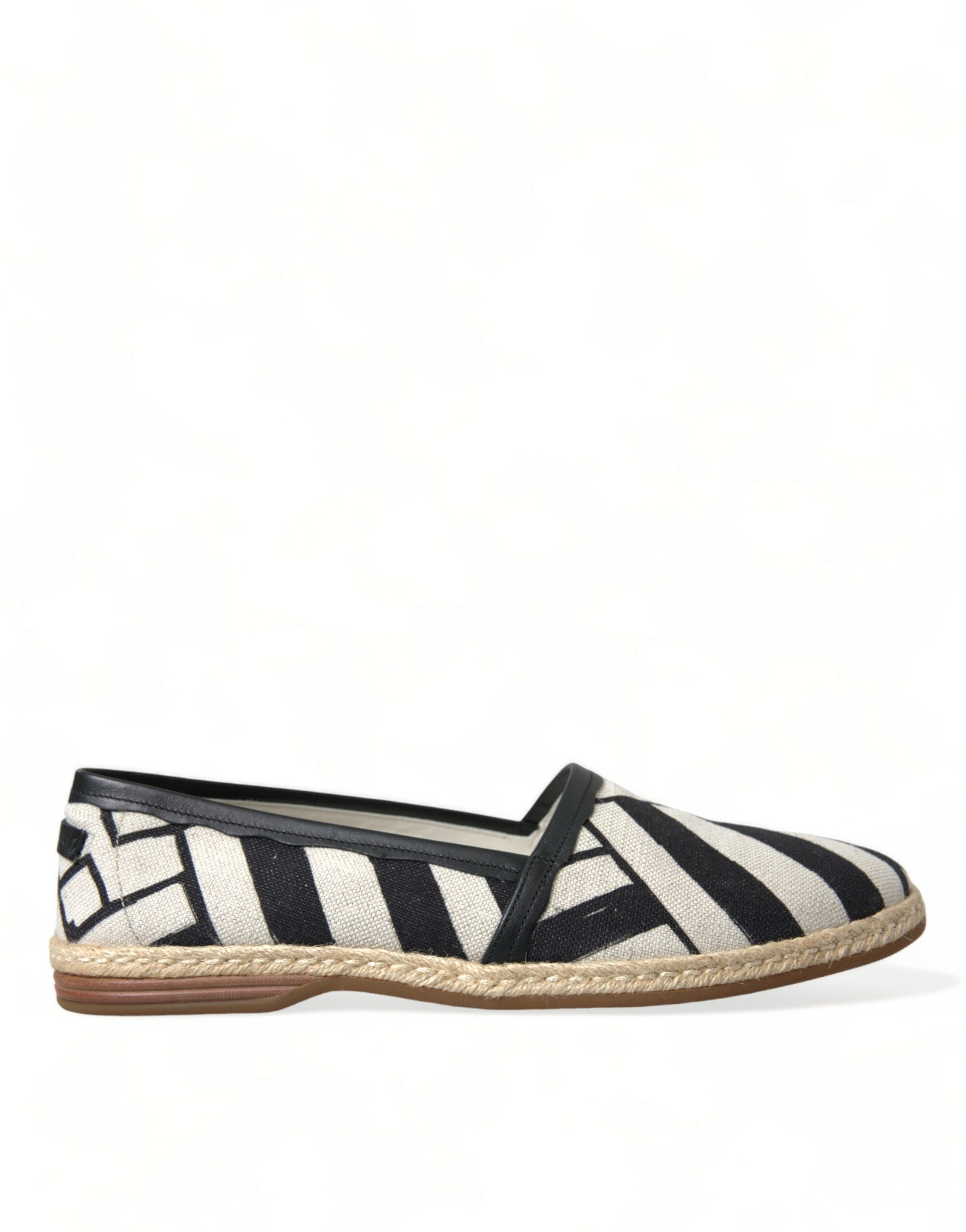 Dolce &amp;amp; Gabbana Beige Svartrandiga Canvas Espadrilles MONDELLO Skor