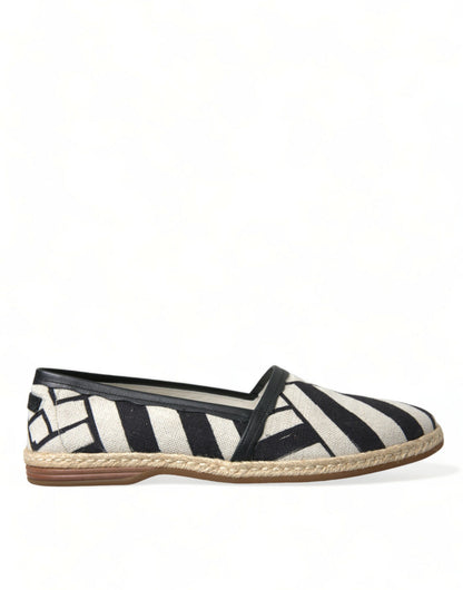 Dolce &amp;amp; Gabbana Beige Svartrandiga Canvas Espadrilles MONDELLO Skor