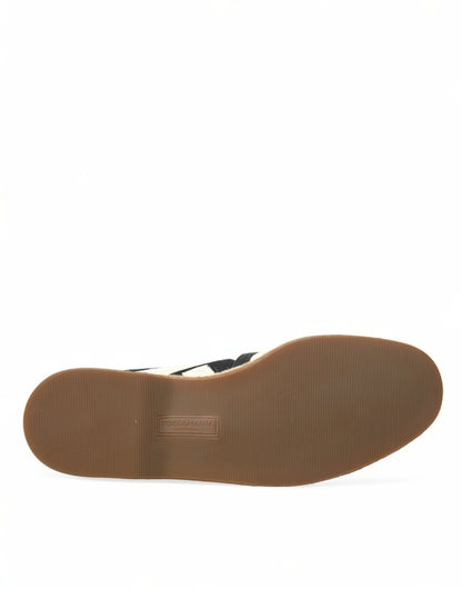 Dolce &amp;amp; Gabbana Beige Svartrandiga Canvas Espadrilles MONDELLO Skor