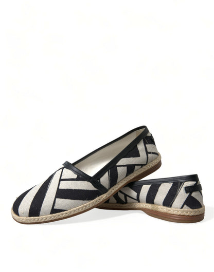 Dolce &amp;amp; Gabbana Beige Svartrandiga Canvas Espadrilles MONDELLO Skor