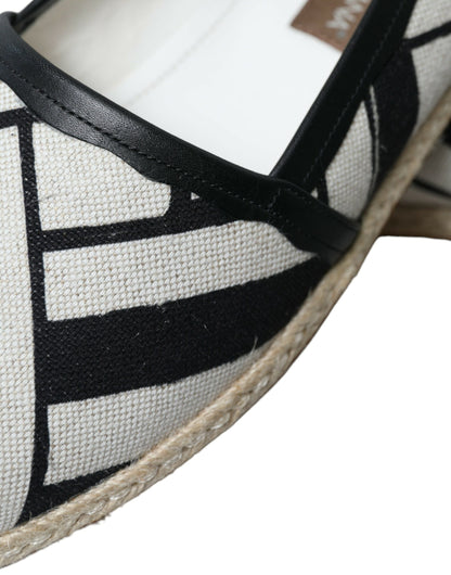 Dolce &amp;amp; Gabbana Beige Svartrandiga Canvas Espadrilles MONDELLO Skor