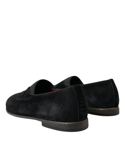 Dolce &amp;amp; Gabbana Svarta RUNWAY Velour AMALFI Loafers Skor