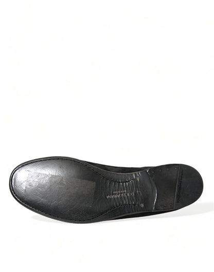 Dolce &amp;amp; Gabbana Svarta RUNWAY Velour AMALFI Loafers Skor