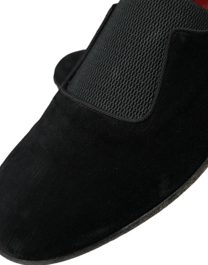 Dolce &amp;amp; Gabbana Svarta RUNWAY Velour AMALFI Loafers Skor