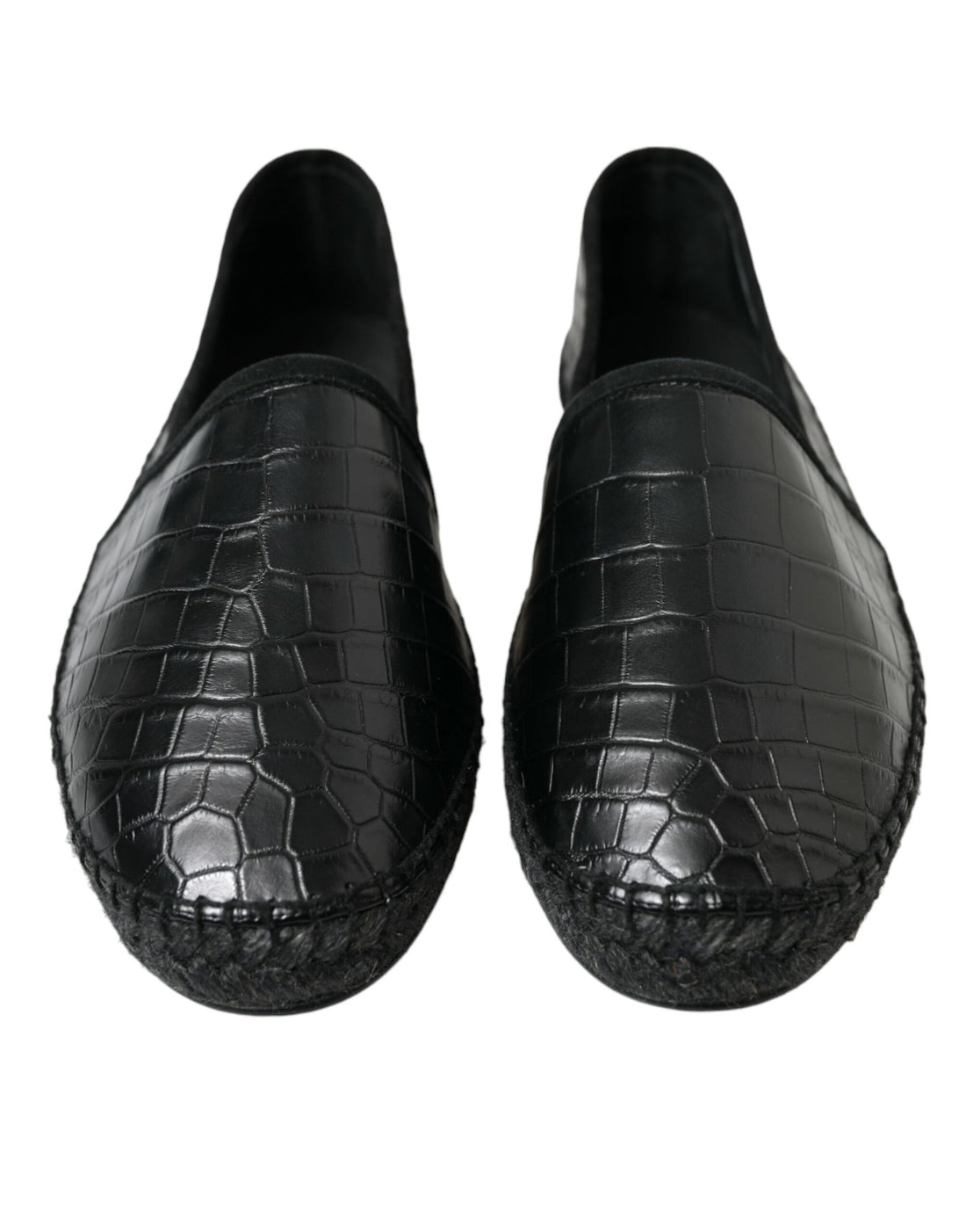 Dolce &amp; Gabbana Black Exotic Leather Espadrilles Slip On Shoes