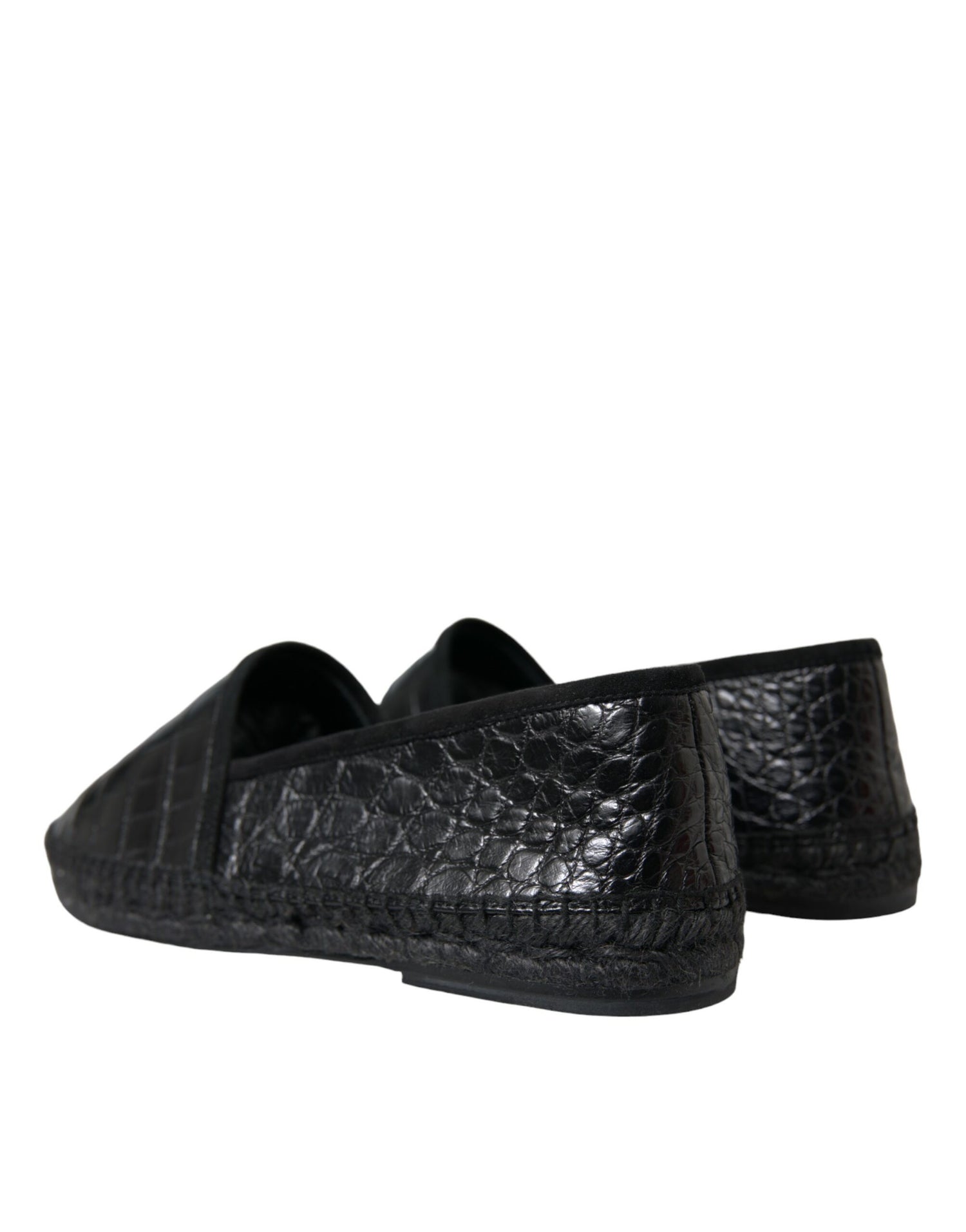 Dolce &amp; Gabbana Black Exotic Leather Espadrilles Slip On Shoes