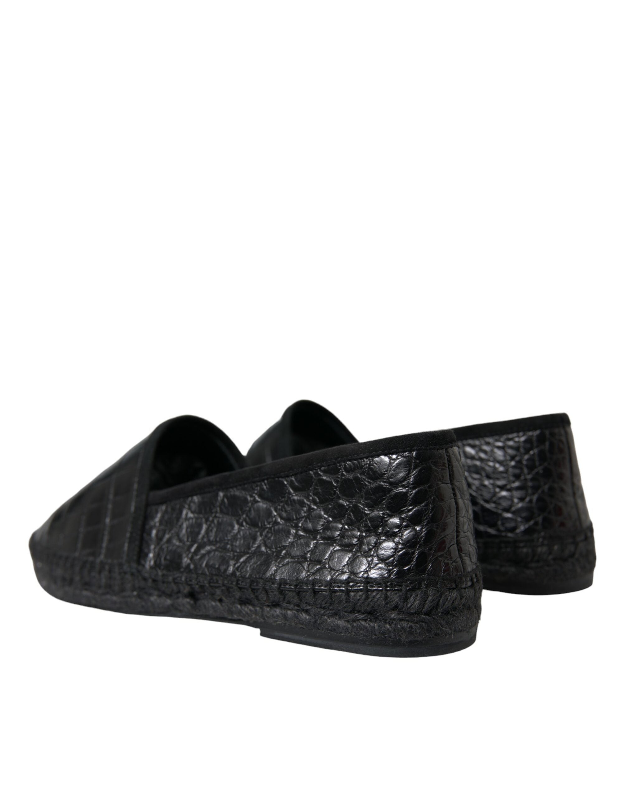 Dolce &amp; Gabbana Black Exotic Leather Espadrilles Slip On Shoes