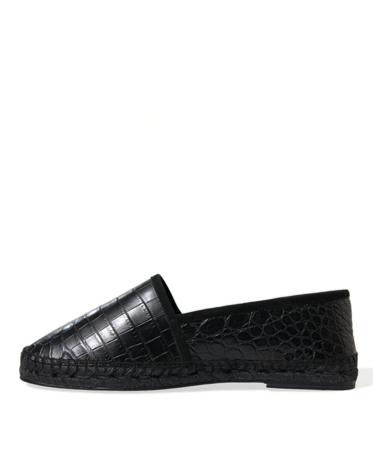 Dolce &amp; Gabbana Black Exotic Leather Espadrilles Slip On Shoes
