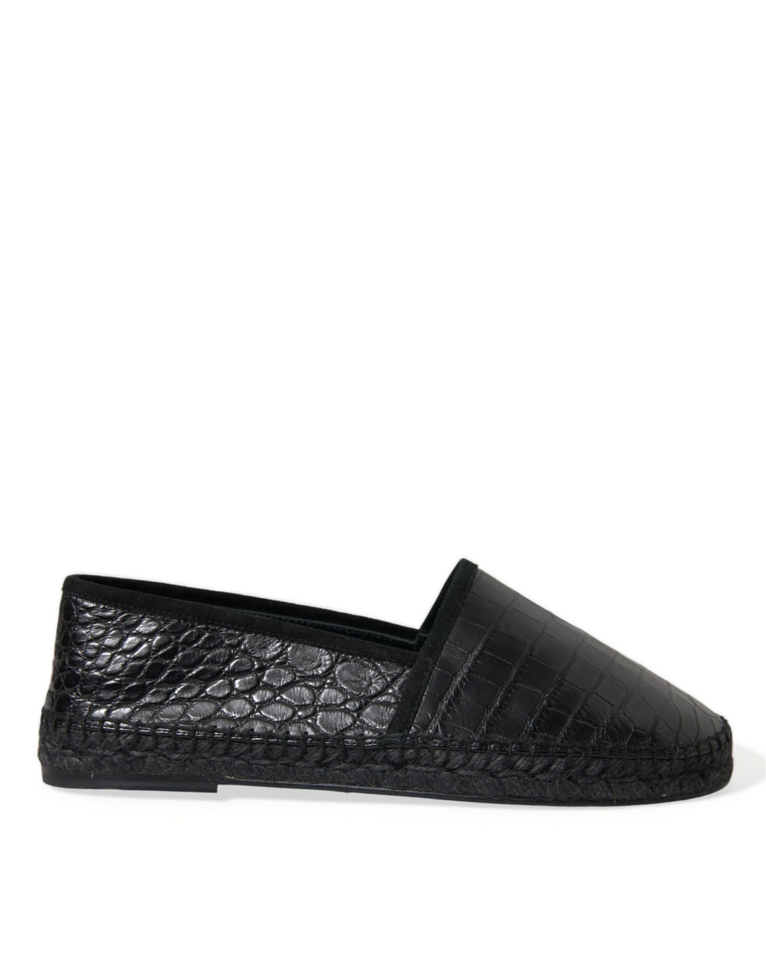 Dolce &amp; Gabbana Black Exotic Leather Espadrilles Slip On Shoes