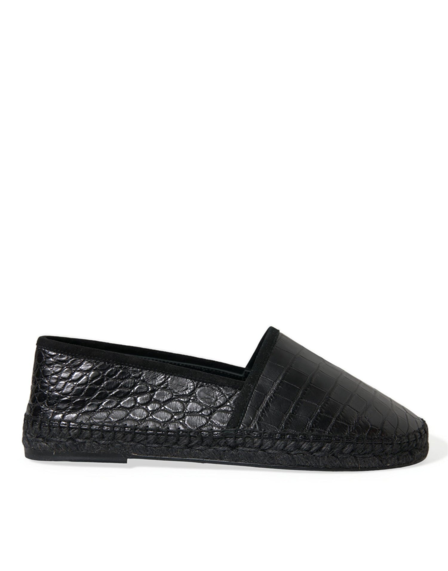 Dolce &amp; Gabbana Black Exotic Leather Espadrilles Slip On Shoes