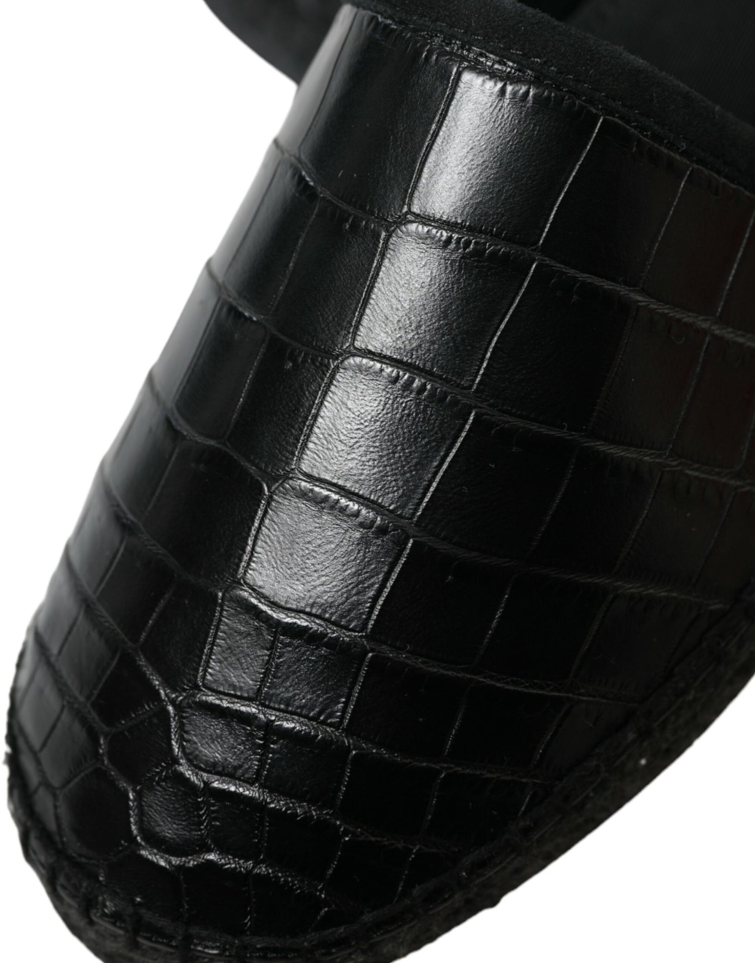 Dolce &amp; Gabbana Black Exotic Leather Espadrilles Slip On Shoes