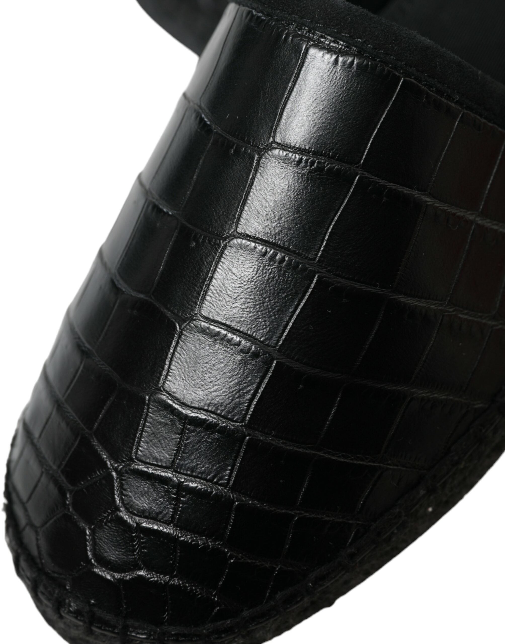 Dolce &amp; Gabbana Black Exotic Leather Espadrilles Slip On Shoes