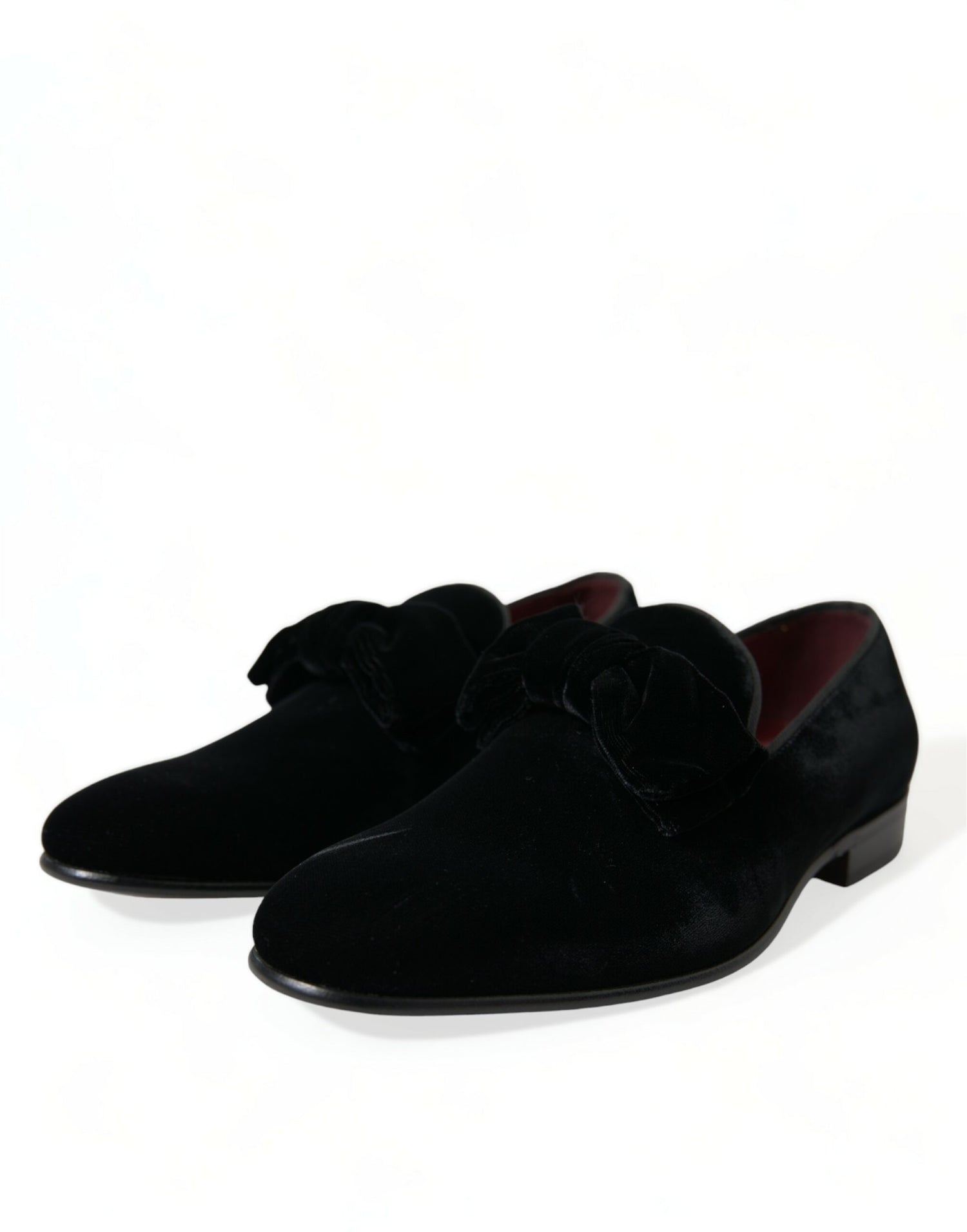 Dolce &amp; Gabbana Black Velvet Loafers Formal Dress Shoes