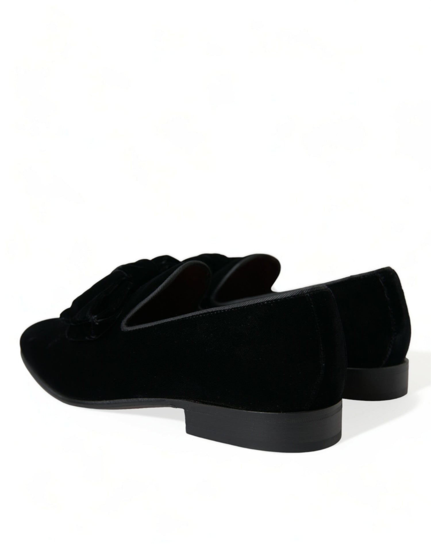 Dolce &amp; Gabbana Black Velvet Loafers Formal Dress Shoes