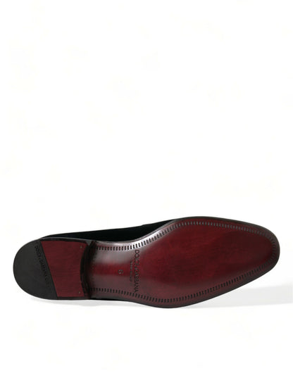 Dolce &amp; Gabbana Black Velvet Loafers Formal Dress Shoes