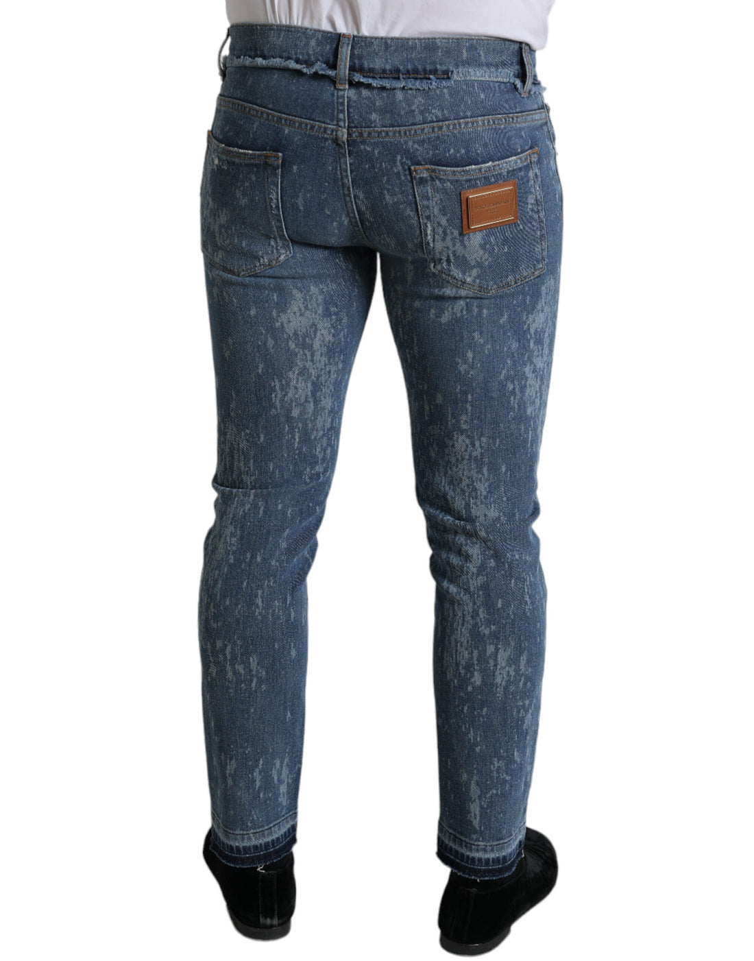 Dolce &amp;amp; Gabbana Blå Tvättade Skinny Bomullsstretchjeans