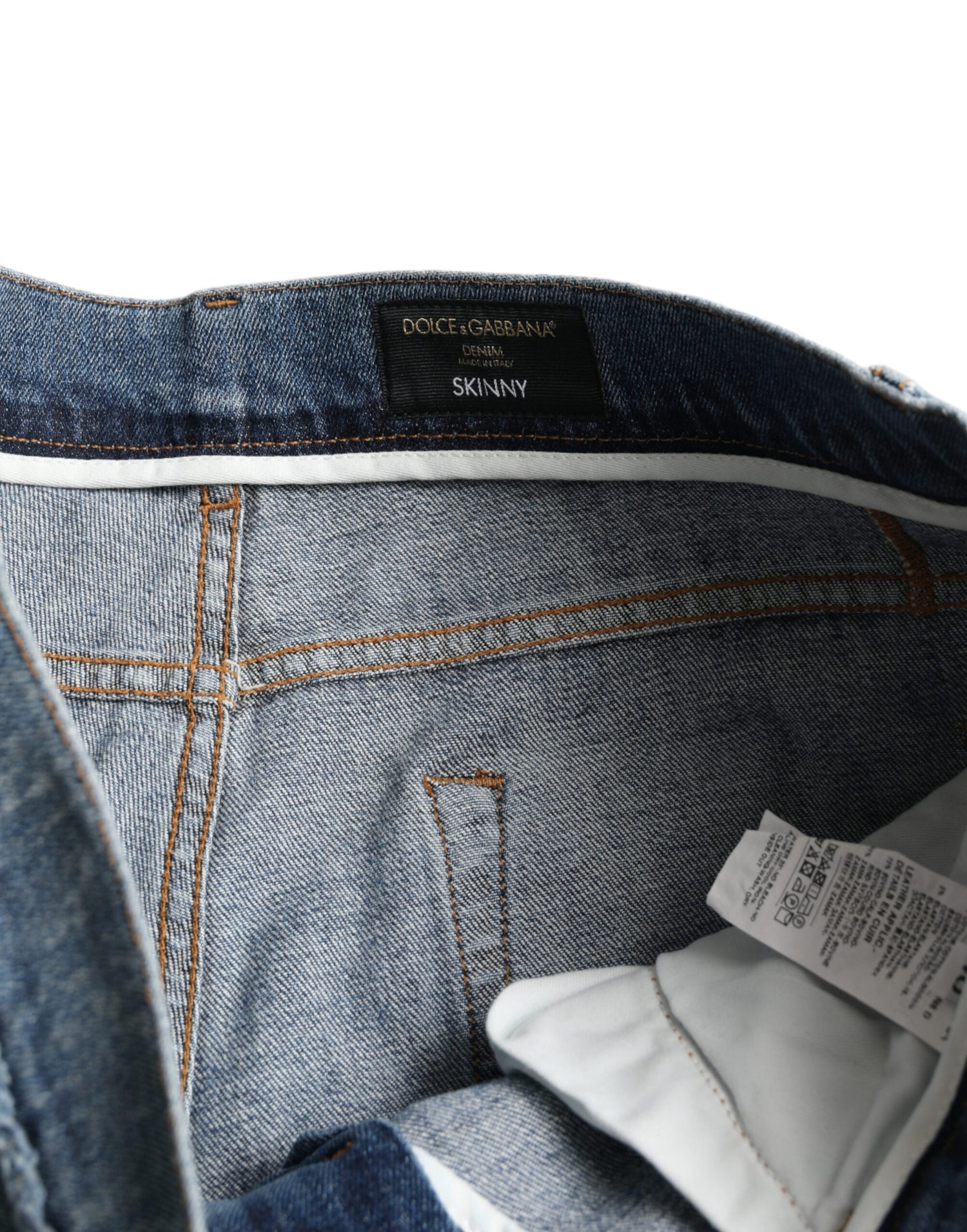 Dolce &amp; Gabbana Blue Washed Skinny Cotton Stretch Denim Jeans