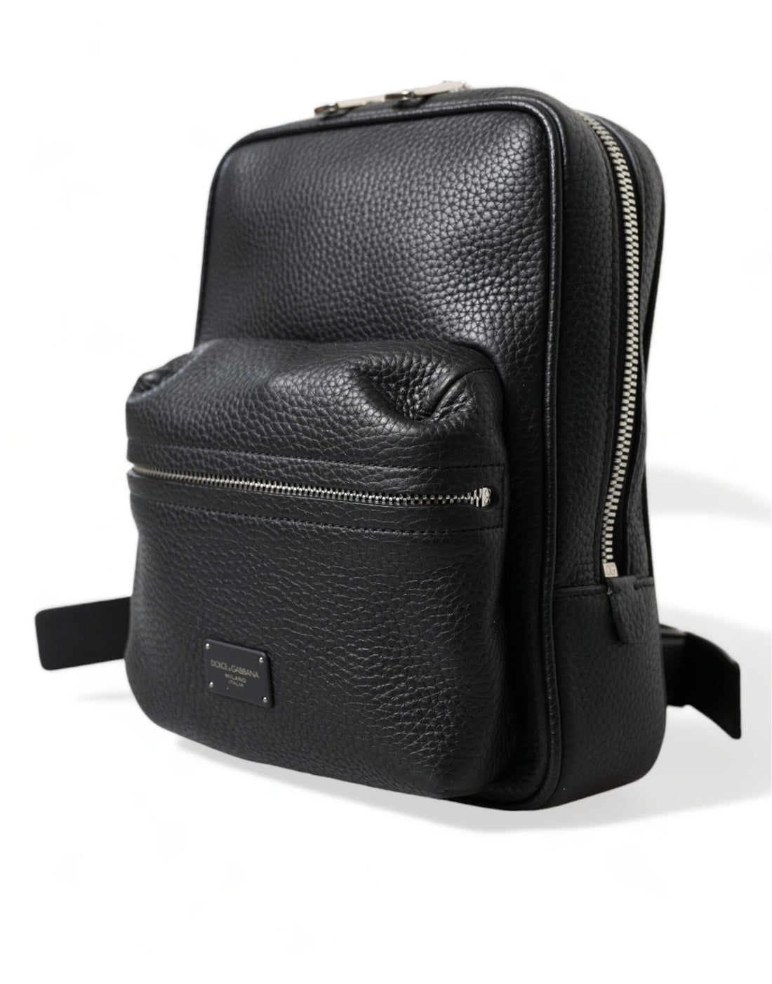 Dolce &amp; Gabbana Black Calfskin Leather Logo Palermo Backpack Bag