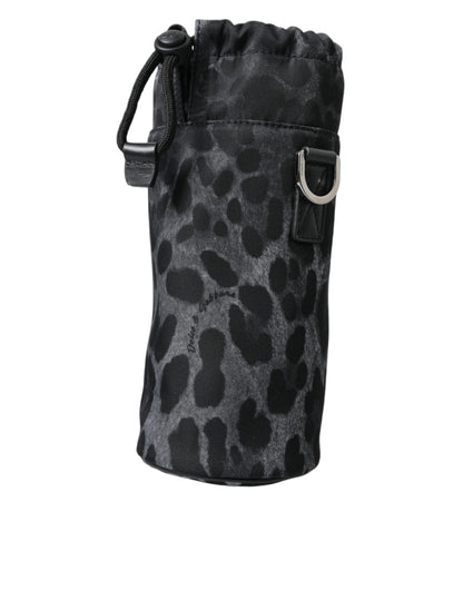 Dolce &amp; Gabbana Black Leopard Round Slim Tote Bottle Cage Bag