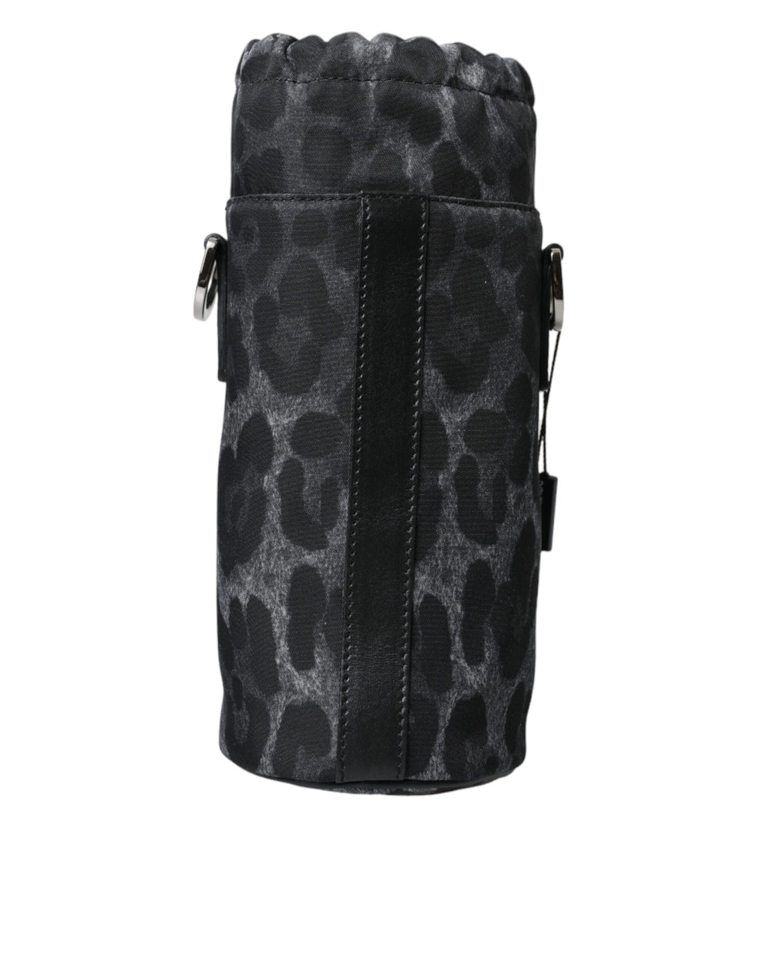 Dolce &amp; Gabbana Black Leopard Round Slim Tote Bottle Cage Bag