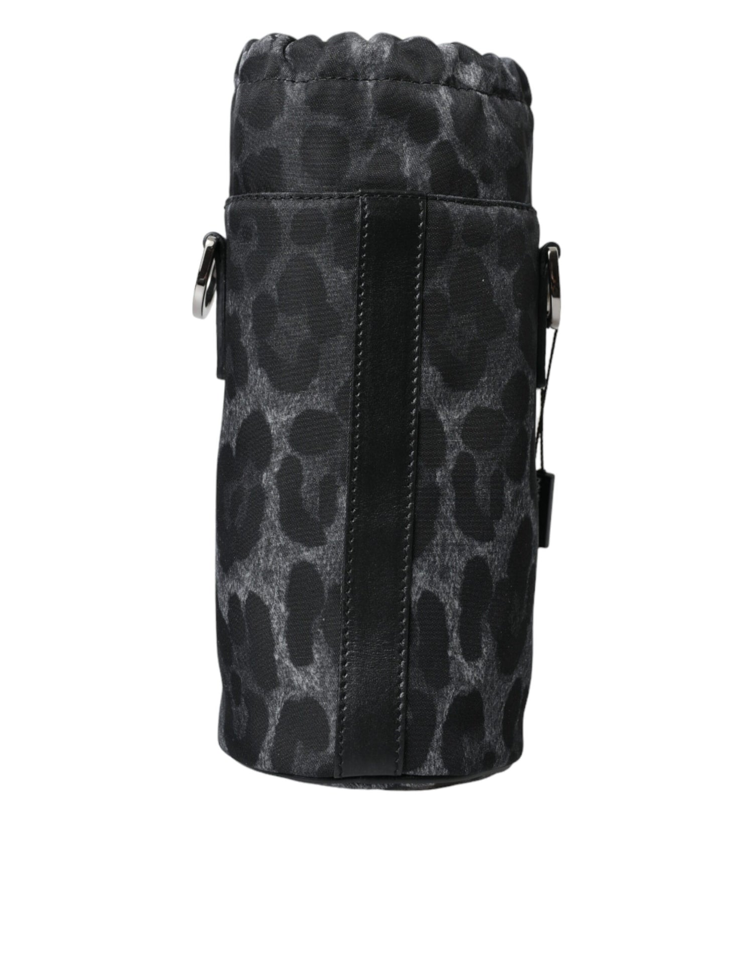 Dolce &amp; Gabbana Black Leopard Round Slim Tote Bottle Cage Bag