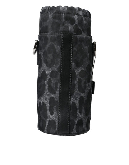 Dolce &amp; Gabbana Black Leopard Round Slim Tote Bottle Cage Bag