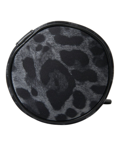 Dolce &amp; Gabbana Black Leopard Round Slim Tote Bottle Cage Bag