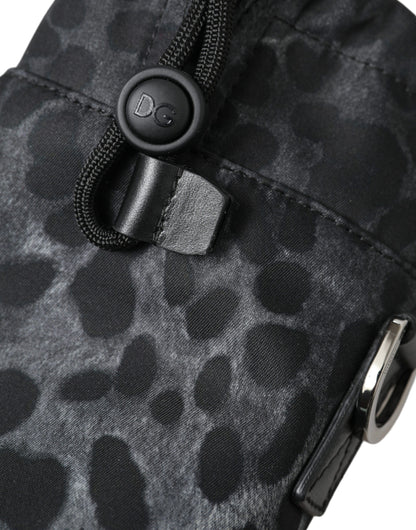Dolce &amp; Gabbana Black Leopard Round Slim Tote Bottle Cage Bag