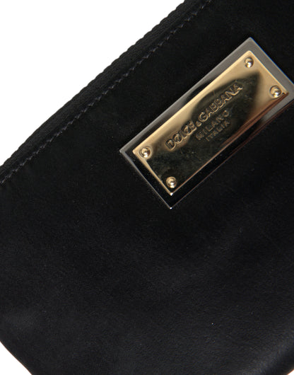 Dolce &amp; Gabbana Black Nylon Logo Plaque Keyring Pouch Clutch Bag