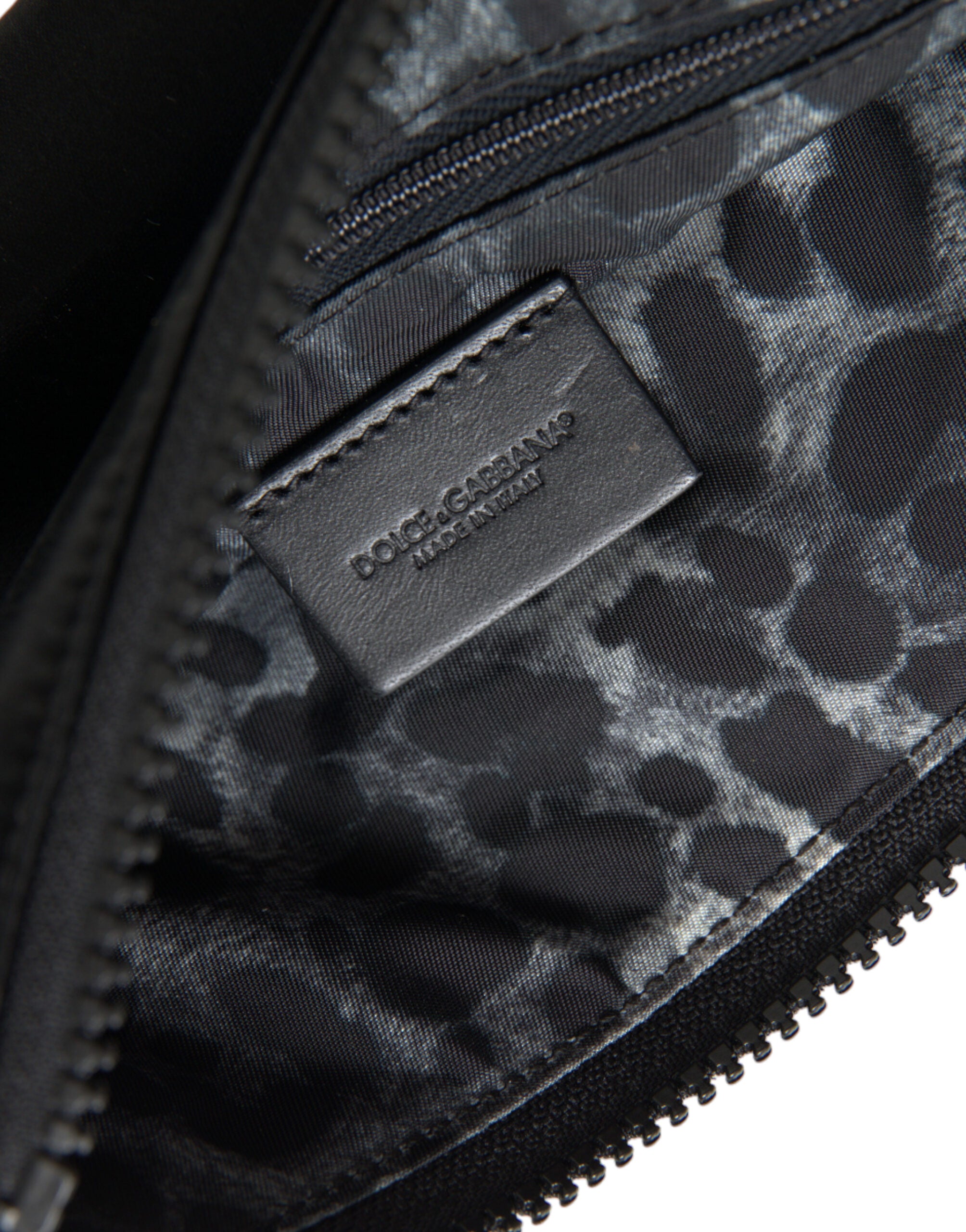 Dolce &amp; Gabbana Black Nylon Logo Plaque Keyring Pouch Clutch Bag