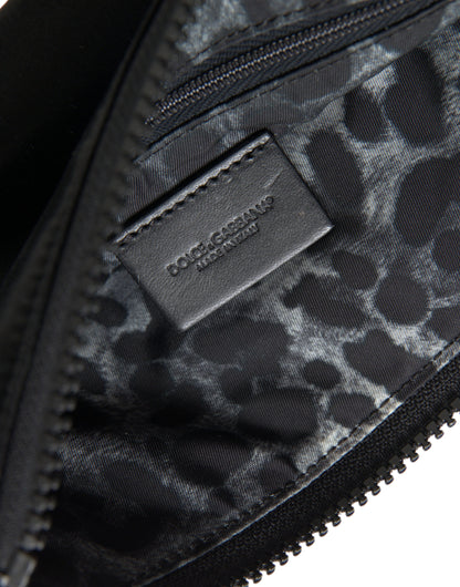 Dolce &amp; Gabbana Black Nylon Logo Plaque Keyring Pouch Clutch Bag