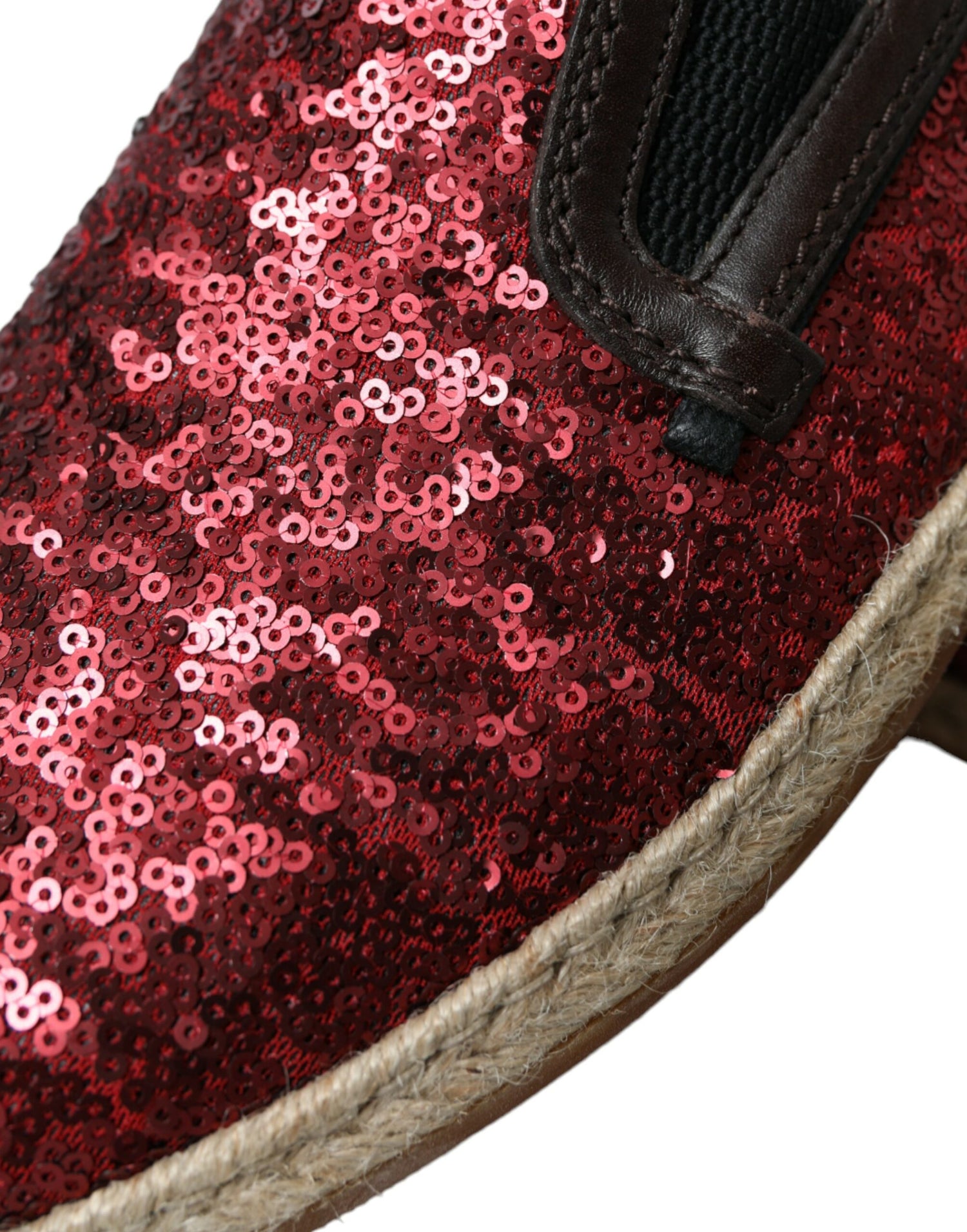 Dolce &amp; Gabbana Red Sequined Loafers Slippers Men Shoes