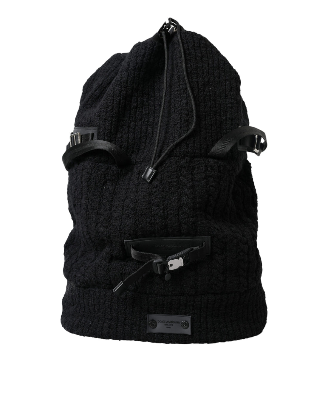 Dolce &amp; Gabbana Black Silver Wool Zaino Tricot Backpack Men Bag
