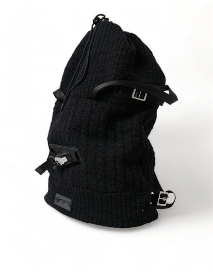 Dolce &amp;amp; Gabbana Svart Silver Ull Zaino Tricot Ryggsäck Herrväska