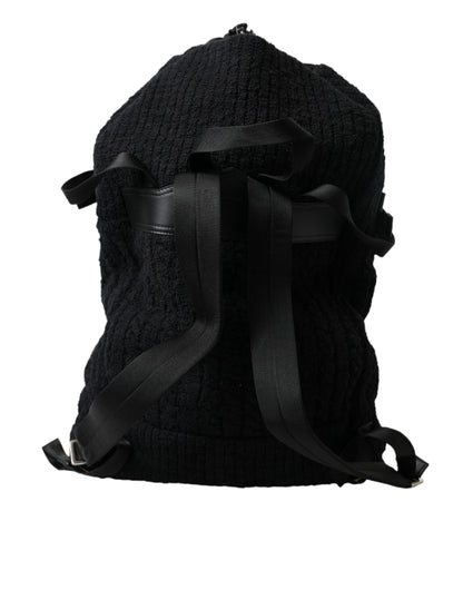 Dolce &amp;amp; Gabbana Svart Silver Ull Zaino Tricot Ryggsäck Herrväska