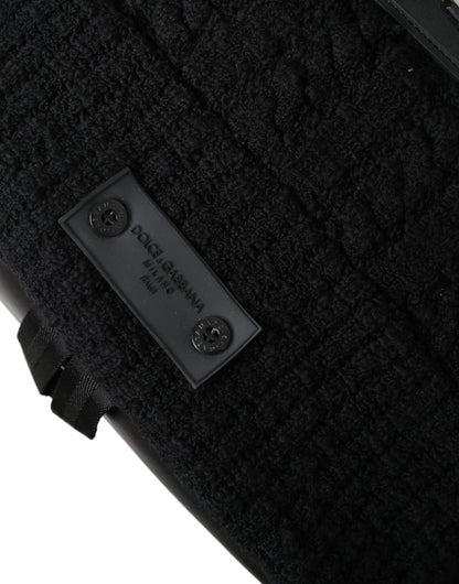 Dolce &amp;amp; Gabbana Svart Silver Ull Zaino Tricot Ryggsäck Herrväska