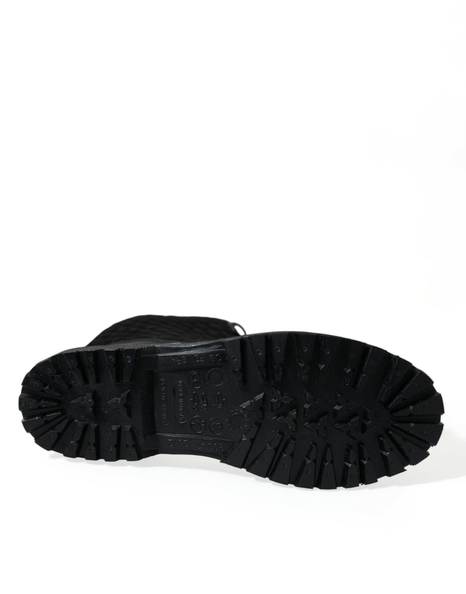 Dolce &amp; Gabbana Black Chioggia Rubber Suede Rain Boots Shoes