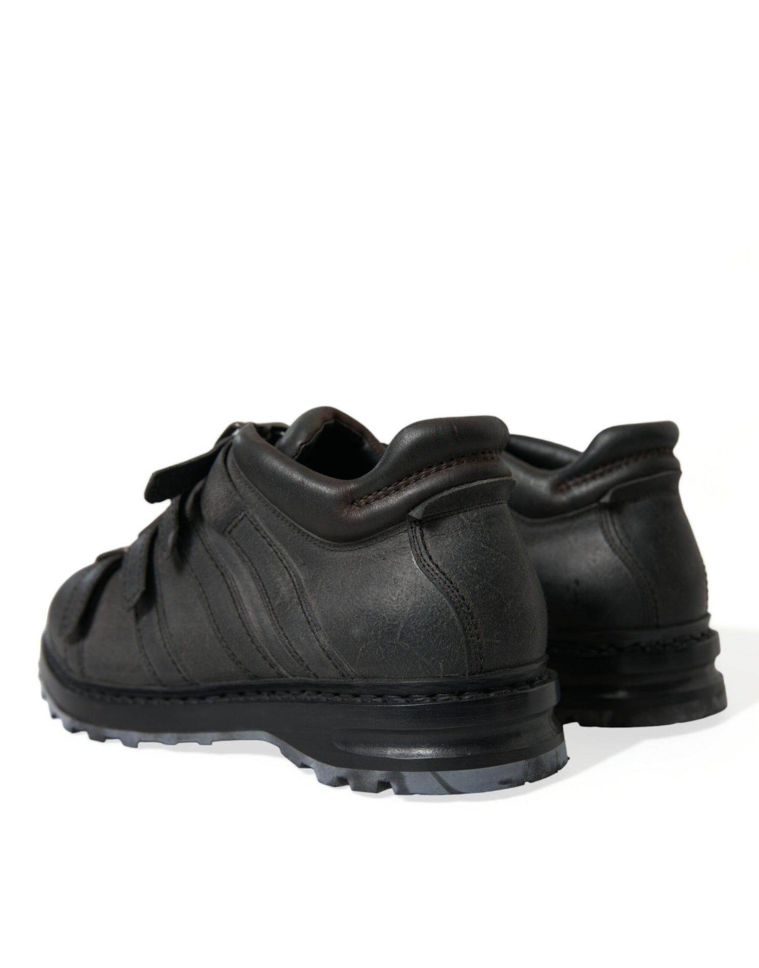 Dolce &amp; Gabbana Black Leather Strap Men Ankle Boots Shoes