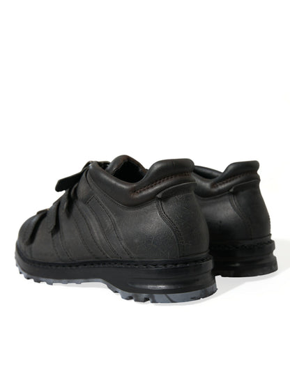 Dolce &amp; Gabbana Black Leather Strap Men Ankle Boots Shoes