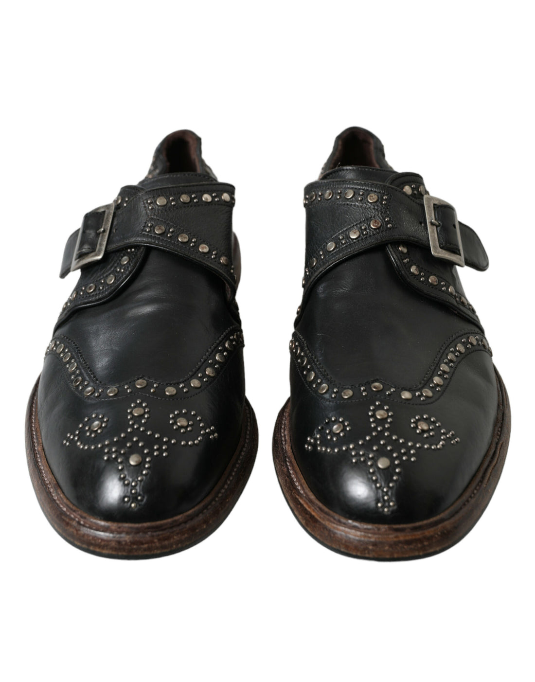 Dolce &amp;amp; Gabbana Svarta Läderskor med Monk Strap och Nitar