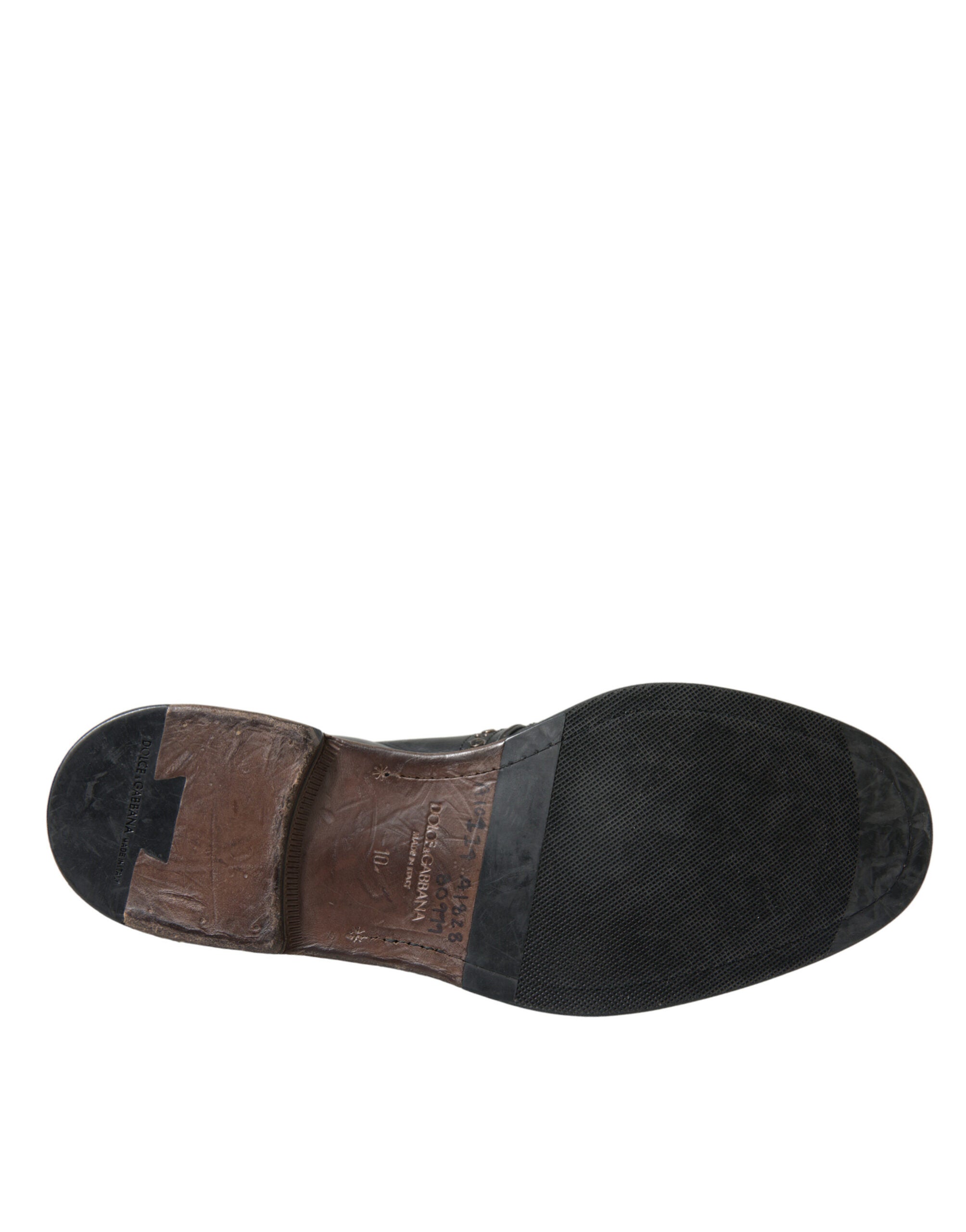 Dolce &amp; Gabbana Black Leather Monk Strap Studded Dress Shoes