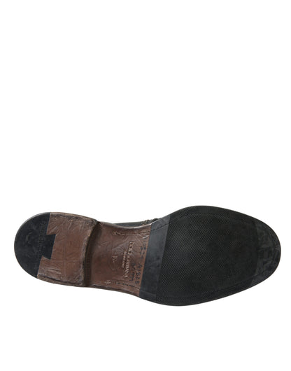 Dolce &amp; Gabbana Black Leather Monk Strap Studded Dress Shoes