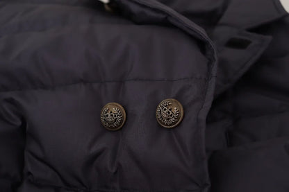 Dolce &amp; Gabbana Blue Silk Goat Coat Blouson Winter Jacket