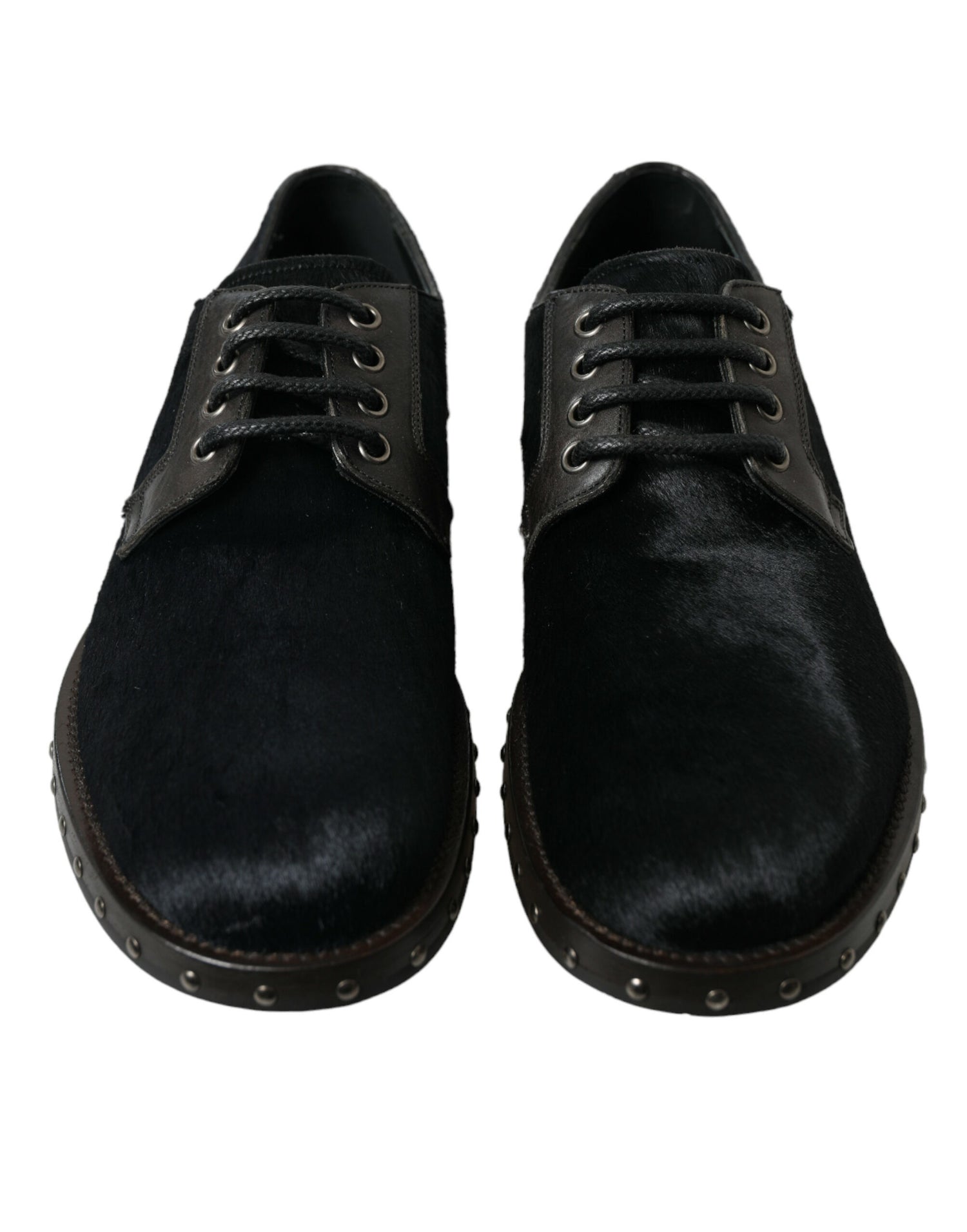 Dolce &amp; Gabbana Black Stable Fur Derby SAN PIETRO Dress Shoes