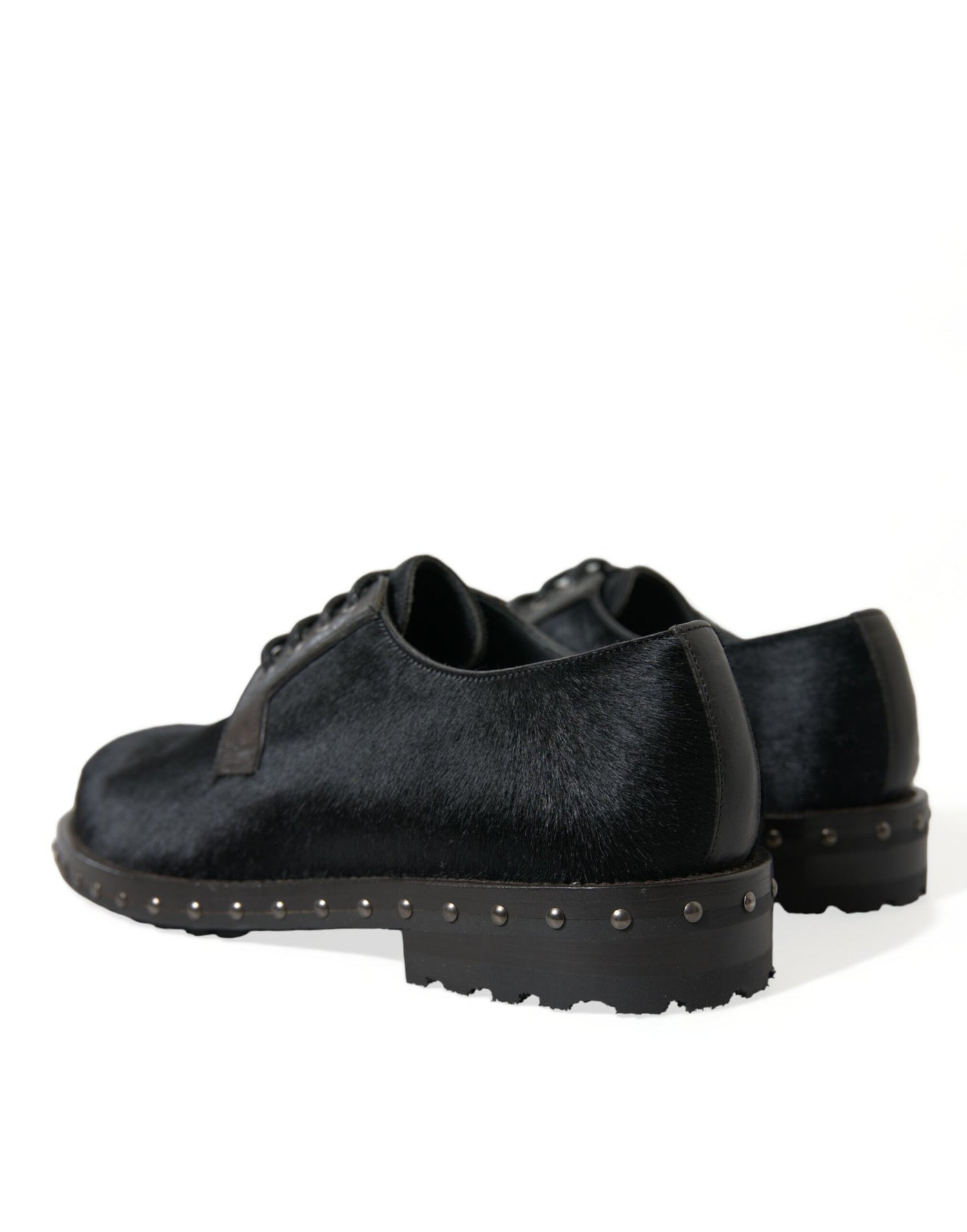 Dolce &amp; Gabbana Black Stable Fur Derby SAN PIETRO Dress Shoes